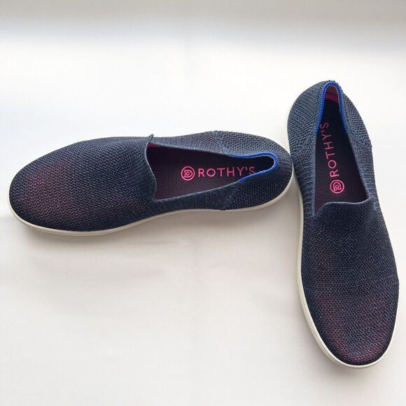 Rothy's The Sneaker Women's Size 10.5 US Blue Metallic Lattice Slip on Glitter - Picture 1 of 14